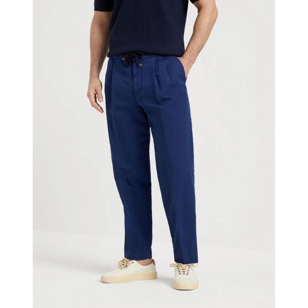 Brunello Cucinelli Blue Linen Casual Men's Pants